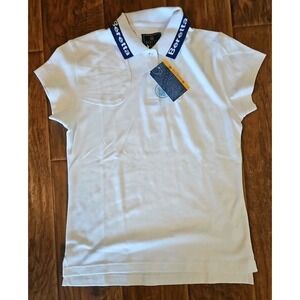 BERETTA NWT White Polo Shirt Short Sleeve Women's Cotton USA MediumNWT